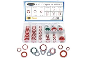 BUSY-CORNER A/C System Compressor Gasket Seals Air Conditioning Compressor Port Seal Washer Kit 60 Pieces Gasket Bonded Seal 