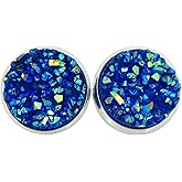 Summerfield Collection Silver-tone Solid AB Faux Druzy Stone Stud Earrings 12mm