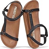 Project Cloud Sandals for Women 2026 - Strappy Adjustable Womens Sandals with Plush Insole - Lightweight & Non Slip Women Footwear - Everyday Wear Womens Slides (Brandy,BLK,7)
