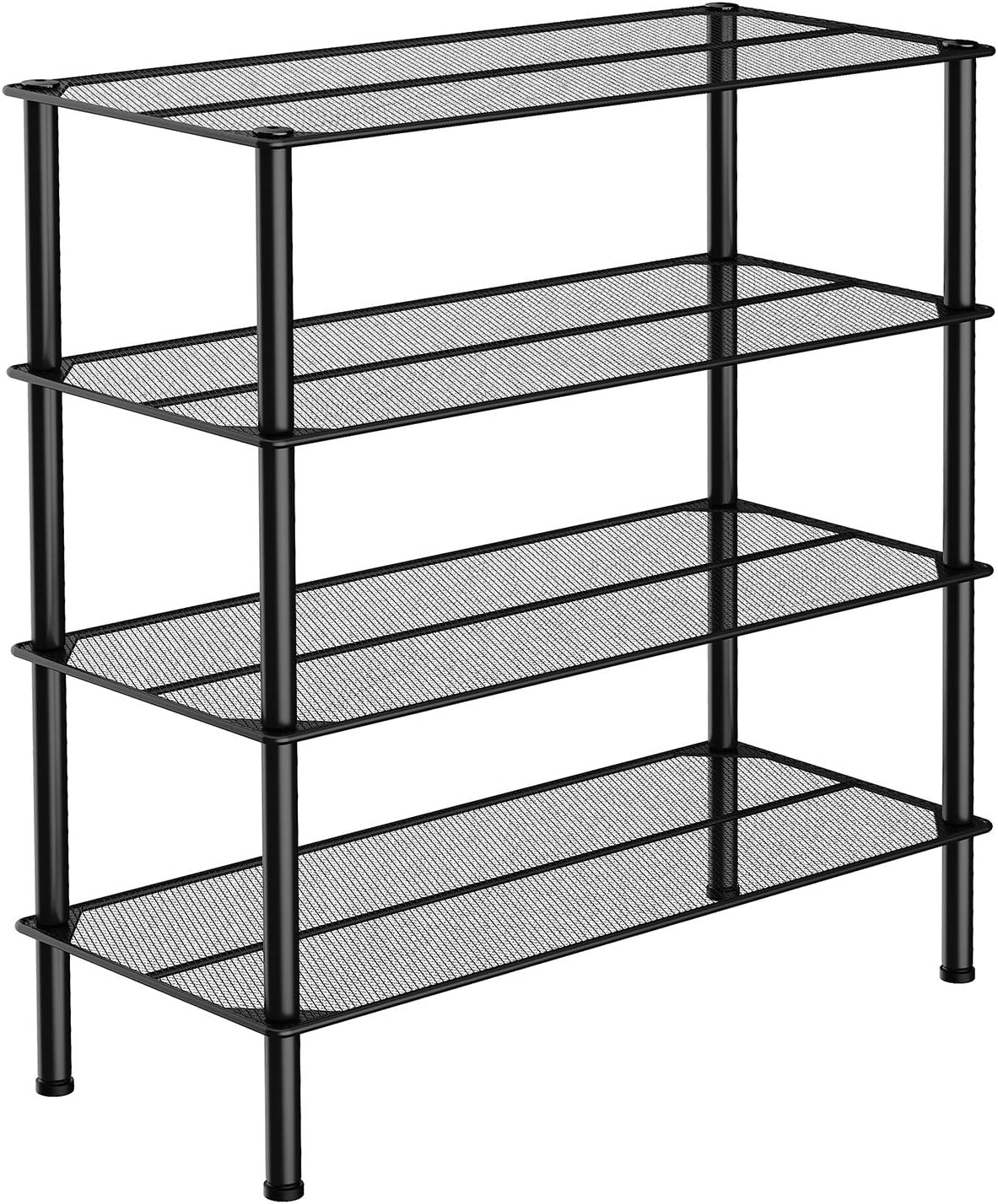 4 tier metal shoe rack on Metal Mesh Shoe Shelf Storage Stackable Shoe Organiser Black Lmr64b With Adjustable Feet Songmics 4 Tier Shoe Rack Hallway Furniture Shoe Racks