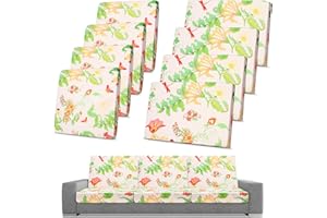 Spiareal 8 Pcs Waterproof Patio Stretch Sofa Cushion Cover, Outdoor Cushion Cover Replacement Include 4 Backrests and 4 Cushions, Sofa Seat Covers Furniture Protector(Flower)