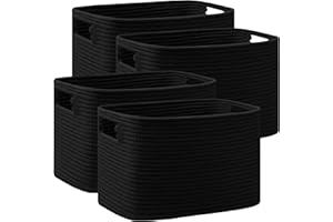 UBBCARE 4 Pack Shelf Baskets, Larger Woven Storage Baskets for Organizing(14.5''L x 9.84''W x 9''H), Basket Organizer for Dog Toys, Books, Clothes, Large Gift Basket, Black