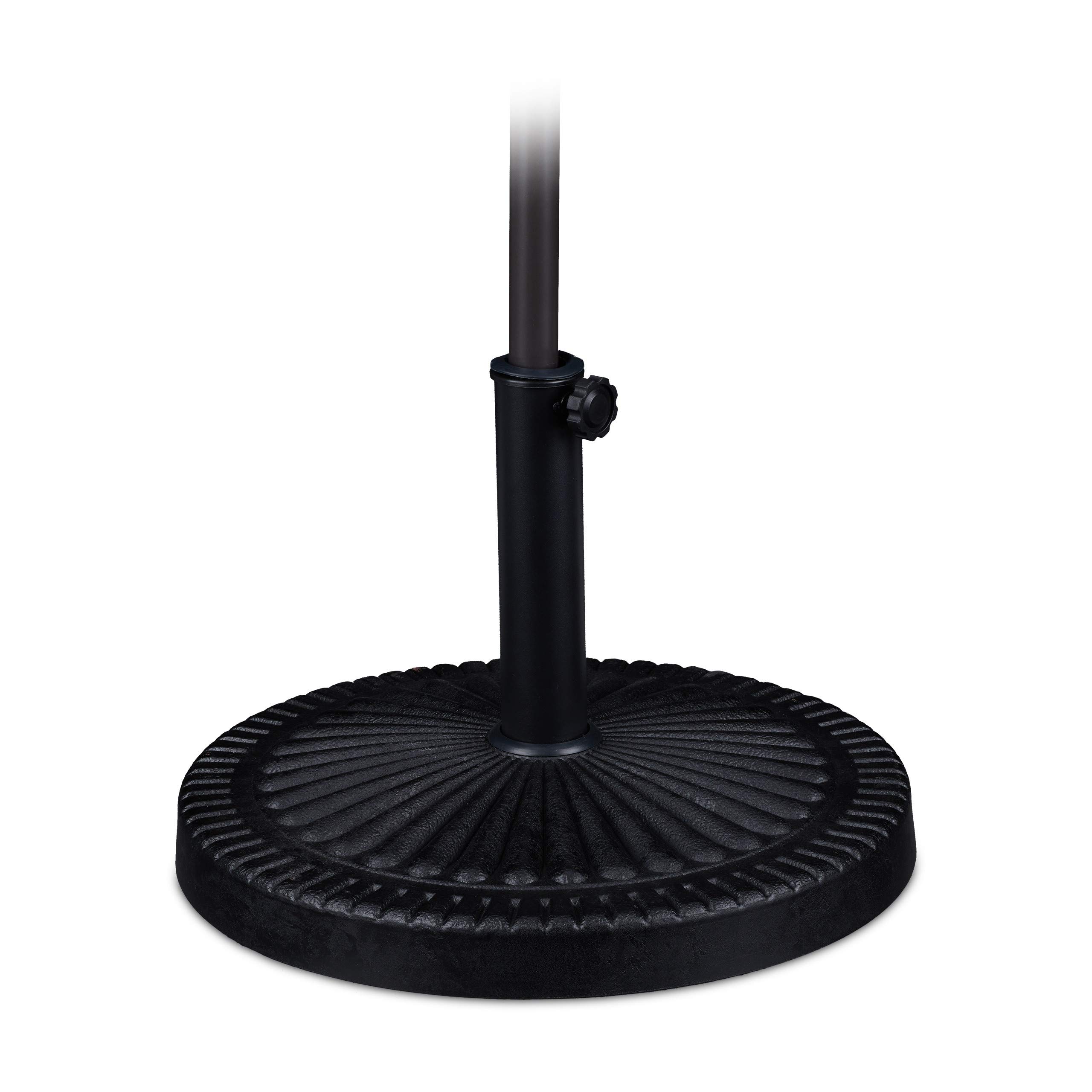 Relaxdays Parasol Base, Umbrella Stand, Poles app. 37-50 mm, Weatherproof, Sturdy, Ø 49cm, Garden & Balcony, Iron, Black