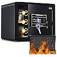 ADIMO Home Safe Box, 1.2 Cubic Feet Security Safe with Fireproof Waterproof Money Bag, Digital Keypad and Dual Key System, Personal Lock Money Box for Home Office Valuable Document Black