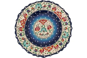 Ayennur Turkish Decorative Plate 9.85"(25cm) Handmade Ceramic Ornament for Home&Office Wall Hanging Decor