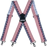 MELOTOUGH Men's Suspender 1.5/2 Inch Wide Suspenders Full Elastic X Back Suspender with Snap Hooks
