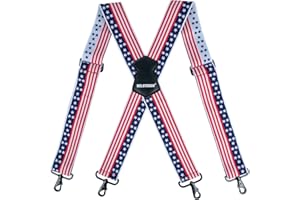 MELOTOUGH Men's Suspender 1.5/2 Inch Wide Suspenders Full Elastic X Back Suspender with Snap Hooks