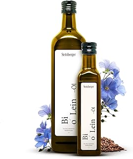 Premium BIO Leinöl von Steinberger | 100% rein & kaltgepresst | Geschmacksneutrales Leinöl aus nachhaltigem Anbau | 250 ml Glasflasche mit Dosierer | Hoher Gehalt an gesunden Omega-3-Fettsäuren
