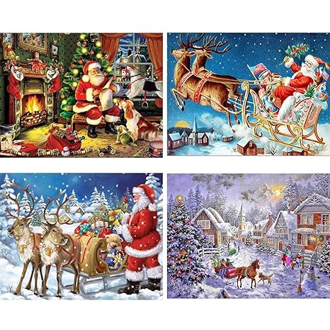Kogia 4 Pack 5d Diy Diamond Painting Kits Christmas Santa