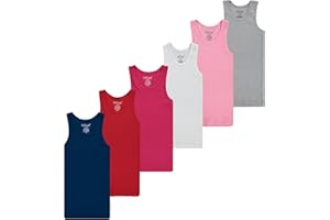 Pink Angel 6-Pack Girls Tank Tops - Undershirts, Trendy Ribbed Sleeveless Summer Shirts - Kids Tank Tops