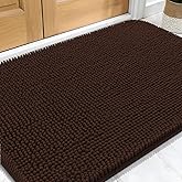 OLANLY Dog Door Mat for Muddy Paws 30x20, Absorbs Moisture and Dirt, Absorbent Non-Slip Washable Doormat, Quick Dry Chenille Mud Mat for Dogs, Entry Indoor Entryway Carpet for Inside Floor, Brown