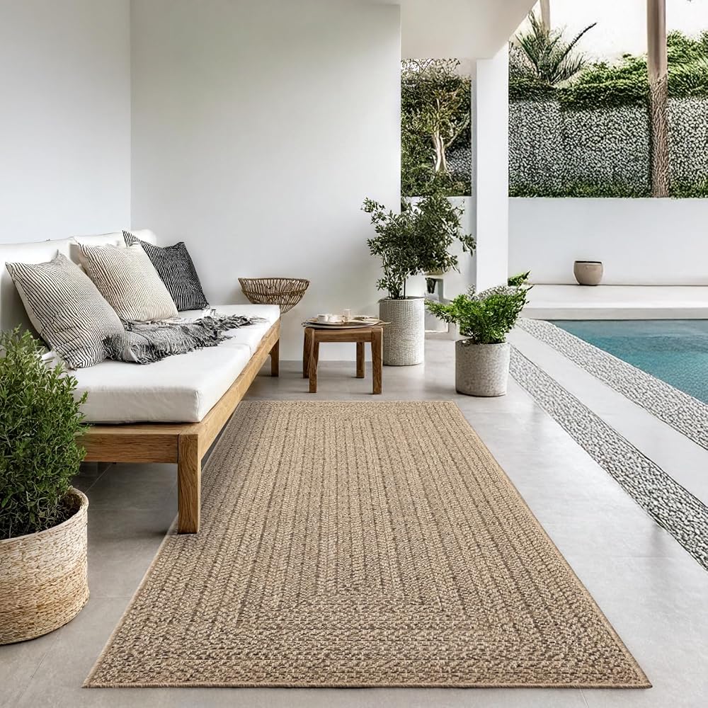 the carpet Kansas Indoor Outdoor Rug Jute Look 60x180 cm Natural