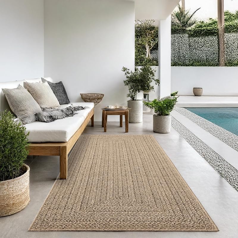 the carpet Kansas Indoor Outdoor Rug Jute Look 60x180 cm Natural