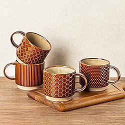 GBHOME 15OZ Stackable Coffee Mugs, Ceramic Coffee