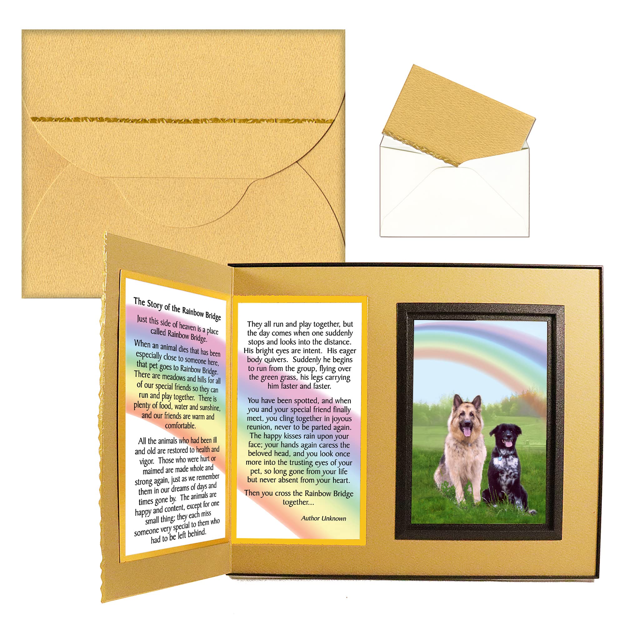 Crafta Frame Pet Lover Remembrance Gift, Rainbow Bridge Poem, Memorial Pet Loss Picture Frame Keepsake and Sympathy Gift Package Ginger with Foil Accent