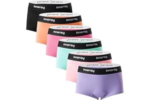 INNERSY Big Girls' Boyshorts Underwear Aged 8-16 Cotton Full Coverage Panties 6 Packs