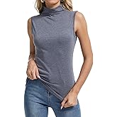 INKOFF Sleeveless Turtlenecks for Women Mock Turtle Neck Tops Slim Fitted Stretchy Layering Tank Top Tee Shirts