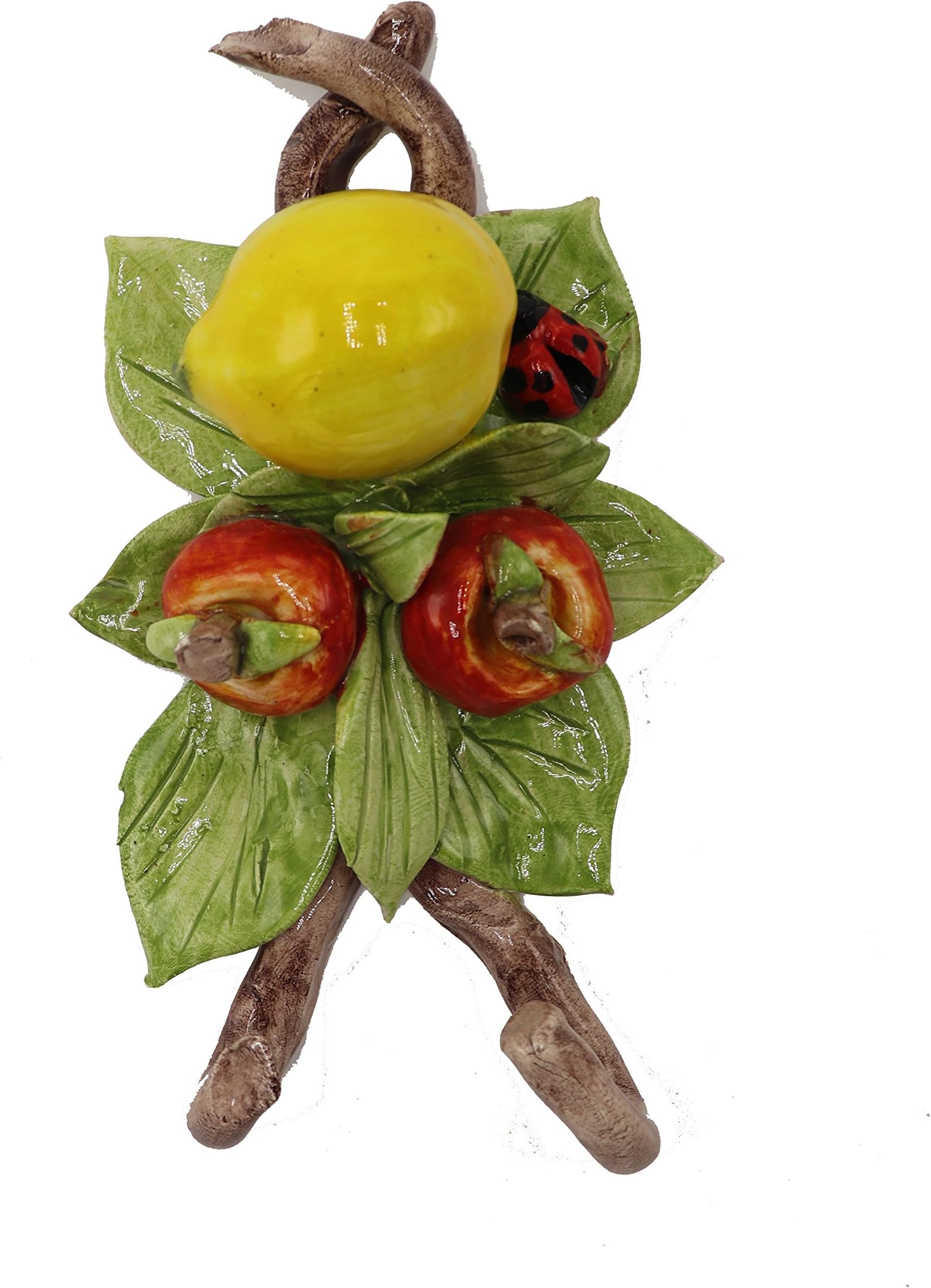 Vietri Hand Painted Ceramic Lemons And Tomatoes Wall Decor With 2 Hooks Made in Italy