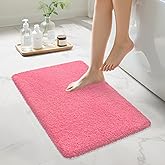 MondayRug Bathroom Rugs Non Slip 24"x16", Absorbent Bath Mats Quick Dry, Shaggy Microfiber Bath Rugs, Extra Soft Plush, Machine Washable Bath Mats for Bathroom Floor, Tub and Shower, Pink