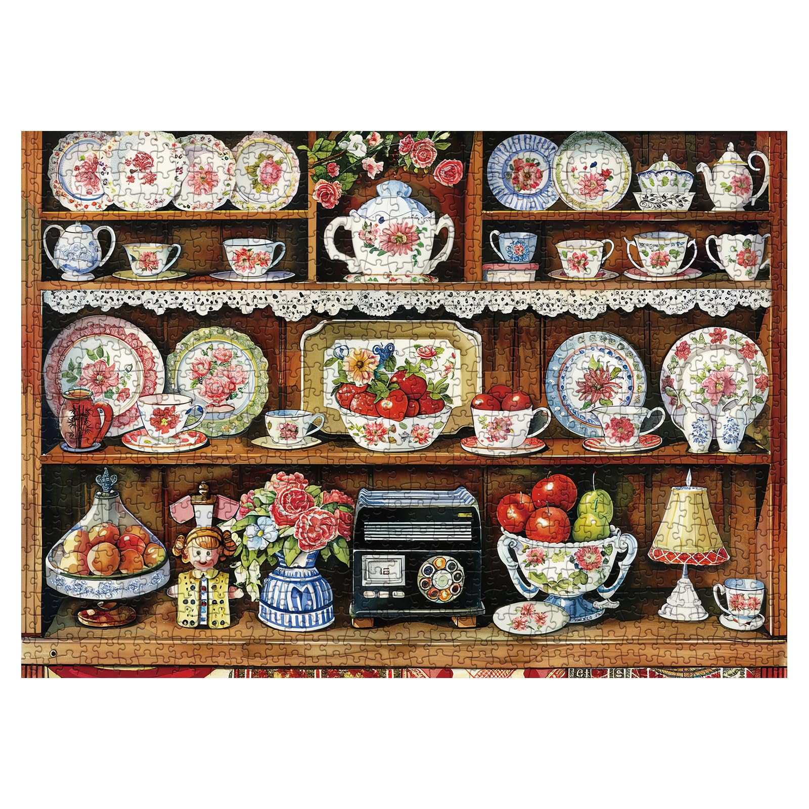 Vintage Teapot Collection Puzzles for Adults 1000 Pieces, Retro Flower Vase Jigsaw Puzzles, Art Pot Floral Puzzles