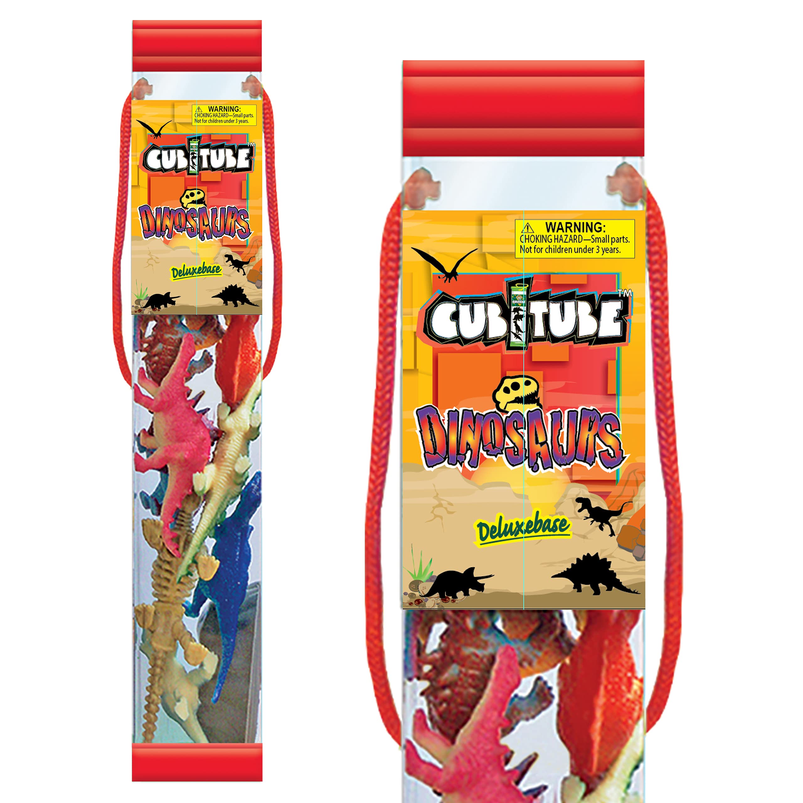 Cubitube - Dinosaurs from Deluxebase. 10-Piece Dino Life Toys Set, Mini Jurassic Creatures Figurines with Travel Tube for Small World Learning, Educational Animal Toy Playset for Kids, Ages 3+.