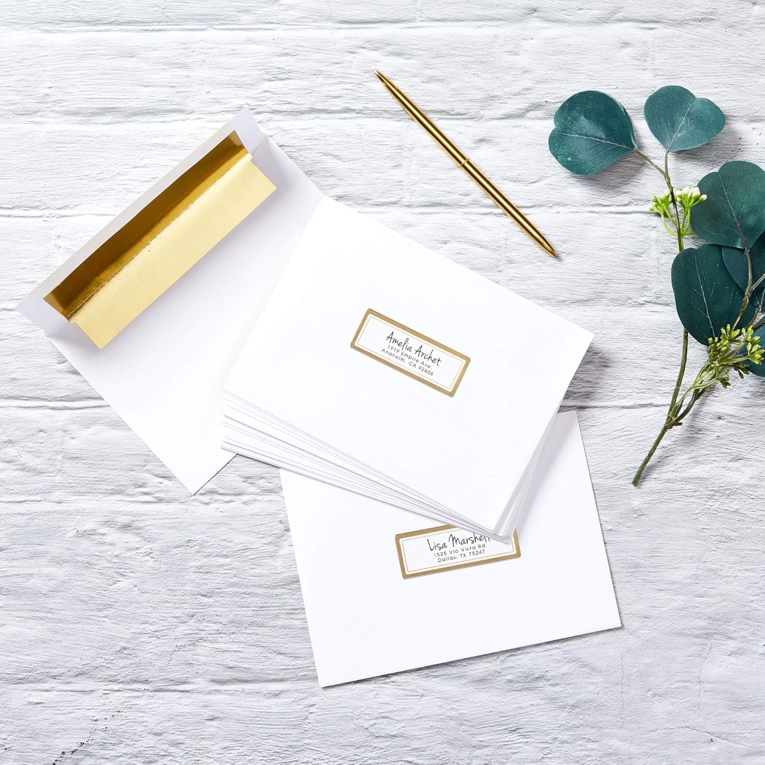 AVERY Address Labels, Matte White with Metallic Gold Borders, 1" x 2-5/8", 300 Blank Address Labels (6540): Office Products