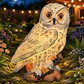 Ayadon Solar Owl Garden Outdoor Statue, Owl Figurine Sculpture with LED Lights for Porch Patio Lawn Yard Deck Decor - Mother's Day Housewarming Gift for Women Men Owl Lover(White)