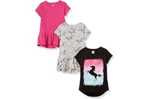 Amazon Essentials Girls and Toddlers' Short-Sleeve and Sleeveless Tunic Tops (Previously Spotted Zebra), Multipacks