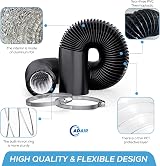 Adair 4in x 10ft Tumble Dryer Vent Hose 100mm Black Ducting with Clamps view 3