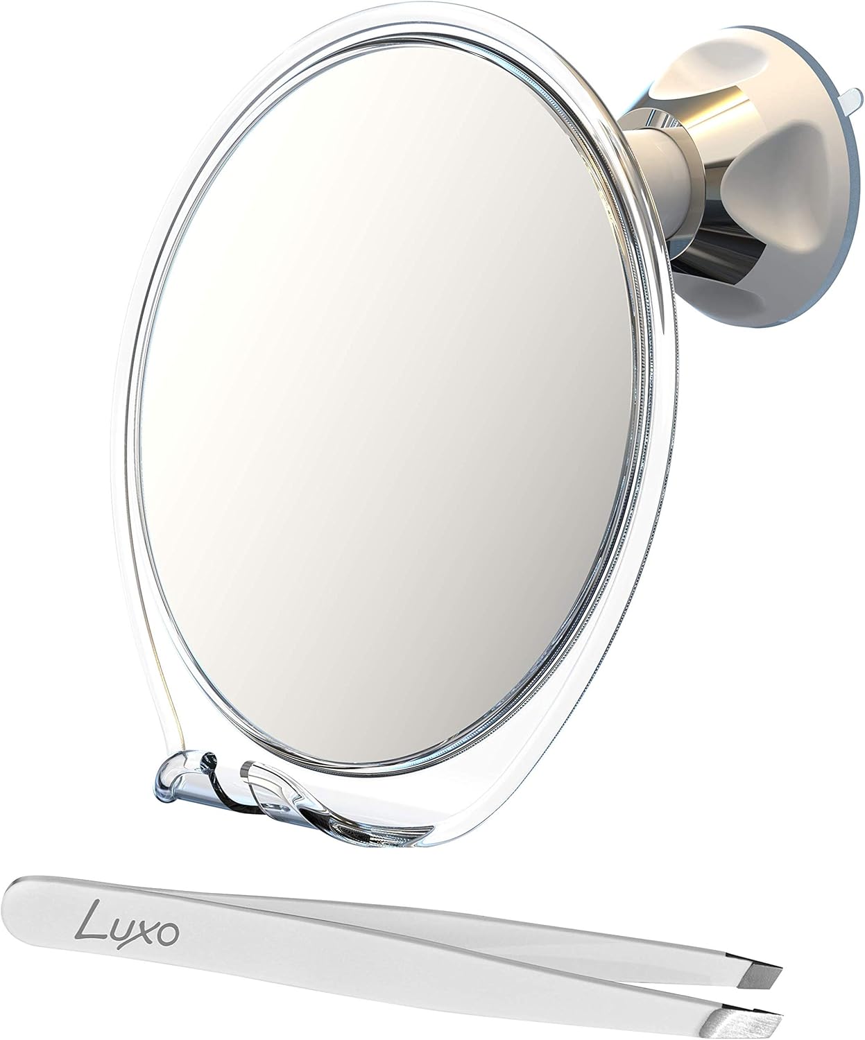 Luxo Shower Mirror, Shaving Mirror with a Razor Holder for Shower and Powerful Suction Cup - Shatterproof Anti Fog Mirror for Shower and Tweezers: Kitchen & Dining