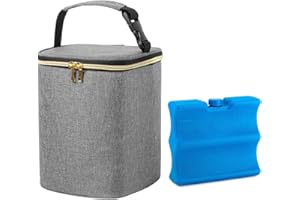 Teamoy Breastmilk Cooler Bag with Ice Pack, Baby Bottles Bag for up to 4 Large 9 Ounce Bottles and Ice Pack, Perfect for Working Mom Mother, Gray