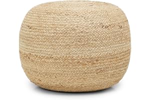 REDEARTH · Jute Circular Jute Pouf Ottoman - Braided Pouffe Accent Sitting Round Footrest for Living Room, Bedroom, Nursery, kidsroom, Patio, Gym; 100% Jute (19.5"x19.5"x14"; Jute Natural)