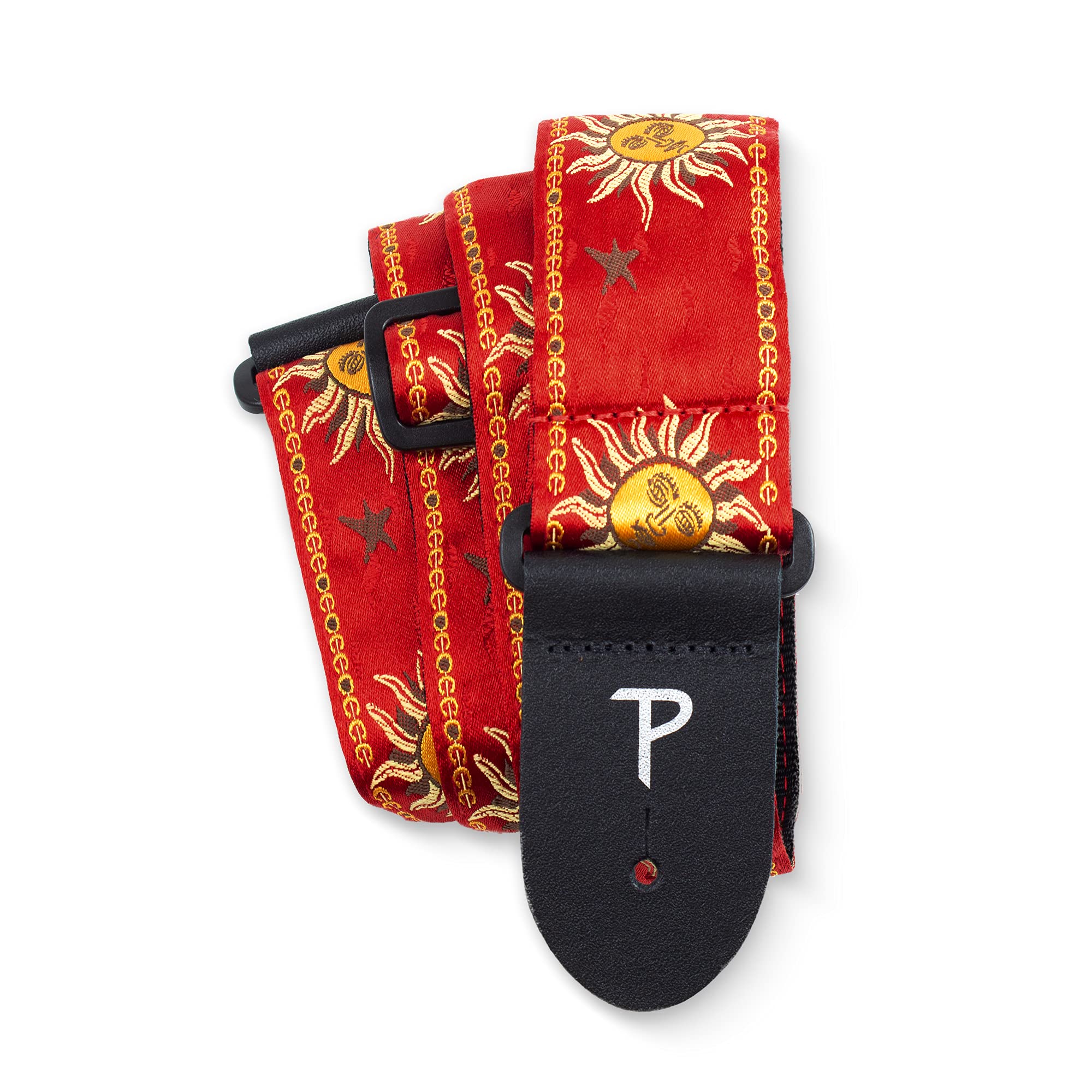 Perri’s Leathers Ltd. - Guitar Strap - Nylon - Jacquard - Hello Sunshine - Red - Adjustable - For Acoustic/Bass/Electric Guitars - Made in Canada (TWS-7010)