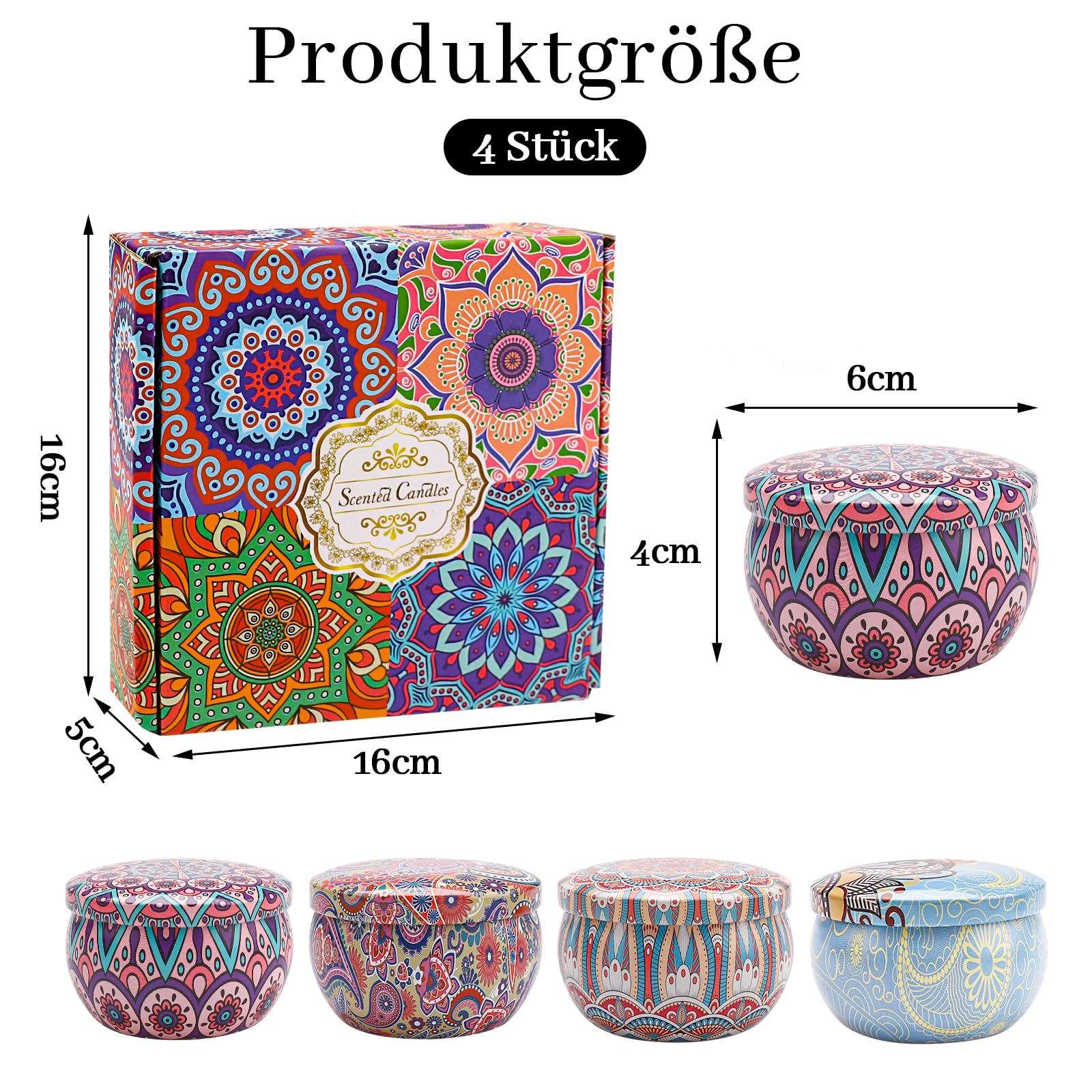 ALLAVA 4 Stück Duftkerzen Geschenkset, Natürliches Sojawachs Duftkerzen Set, Kerzenset zum Stressabbau, Duftkerze für Weihnachten, Geburtstag, Valentinstag, Aromatherapie, Hochzeiten (A) 2