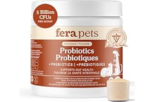Fera Pets Probiotics for Dogs & Cats with Prebiotics - USDA Organic - Gut Health Powder Supplement with 12 Strains and 5 Bill