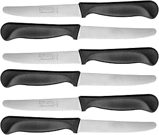 Rosenstein & Söhne Brötchenmesser: Frühstücksmesser mit Wellenschliff aus rostfreiem Chromstahl, 6er-Set (Tomatenmesser)