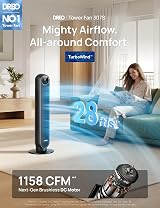 DREO 20dB Smart Silent Tower Fan with Remote 28ft/s 90° Oscillating 8 Speeds view 2