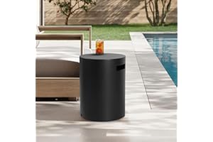 SiTimmGer Propane Tank Cover Table 16"x16"x20"H Round Propane Tank Storage Hideaway Box for Gas Fire Pits, Black Concrete Gas Tank Holder Outdoor Side Table for 20 Pound Gas Tank