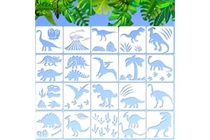 OUTUS 20 Pieces Stencils for Painting Reusable Animal Plant Music Stencil Spring Summer Fall Winter Stencil Template, DIY Stencils for Painting on Wood Canvas Christmas Decor (Dinosaur Style)