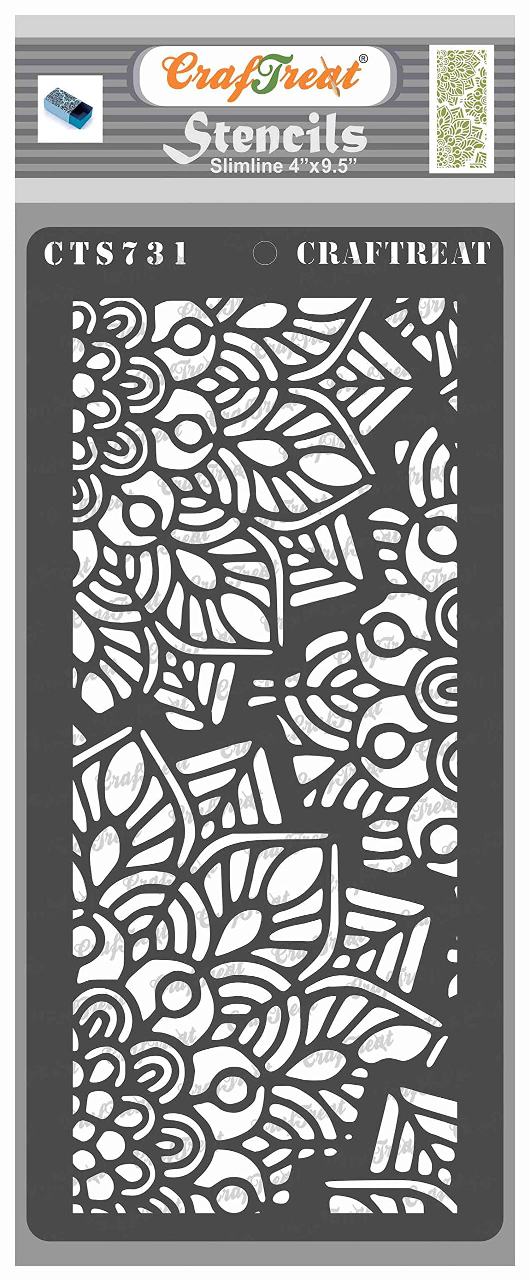 CrafTreat Reusable Mandala Stencils for Painting on Wood - Mandala Background Stencil -4X9.5 Inch - Slimline Stencils for Furniture Painting - Decorative Stencil for Fabric Painting