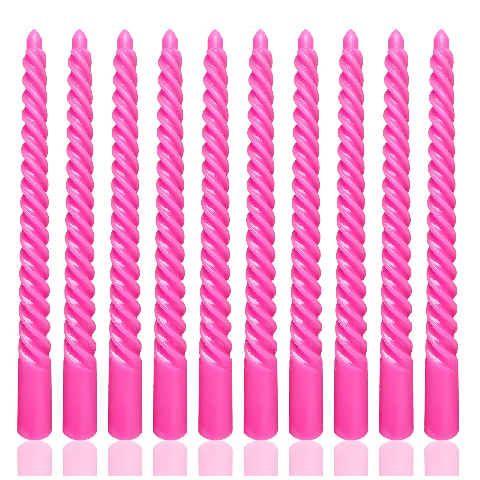 Photo 1 of 10 Inch Rose Pink Spiral Taper Candle Set, 10 Pack Unscented Dripless Candlesticks for Valentine Party Brithday Wedding and Home Decoration