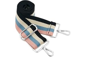 ZOOEASS Silvery Buckles Wide Shoulder Strap Adjustable Replacement Belt Crossbody Canvas Bag Handbag (wide: 1.97"(5CM),Stripe)