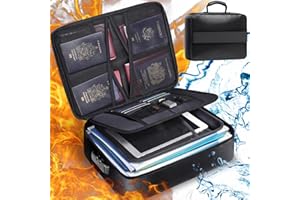 FKWin Fireproof Document Bag with Lock - Portable Important Document Organizer, Waterproof Document Safe, Fire Proof Document Storage, Safe Bag for Documents, File Organizer Bag for Travel Office