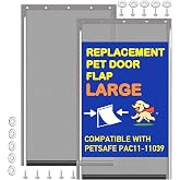 2PC Replacement Flap PAC11-11039 with Screws &amp; Washers for PetSafe Dog Door | Large 10 1/8" x 16 7/8"; screws,304 SS washers &amp; quick-install aid; Smoky Translucent; magnetic closure, UV-resistant, soft