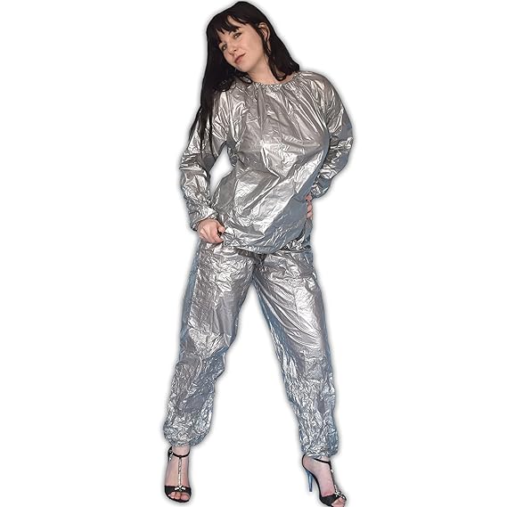 Rubbery Soft Sauna Suit Smooth and Shiny, Size ML, Pants and Top