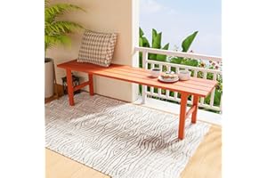 RICNOD Outdoor Bench Patio Bench Backless, Aluminum 53.1" x 13.2"x 15.2"Rust-Proof for Porch, Backyard and Garden, Orange