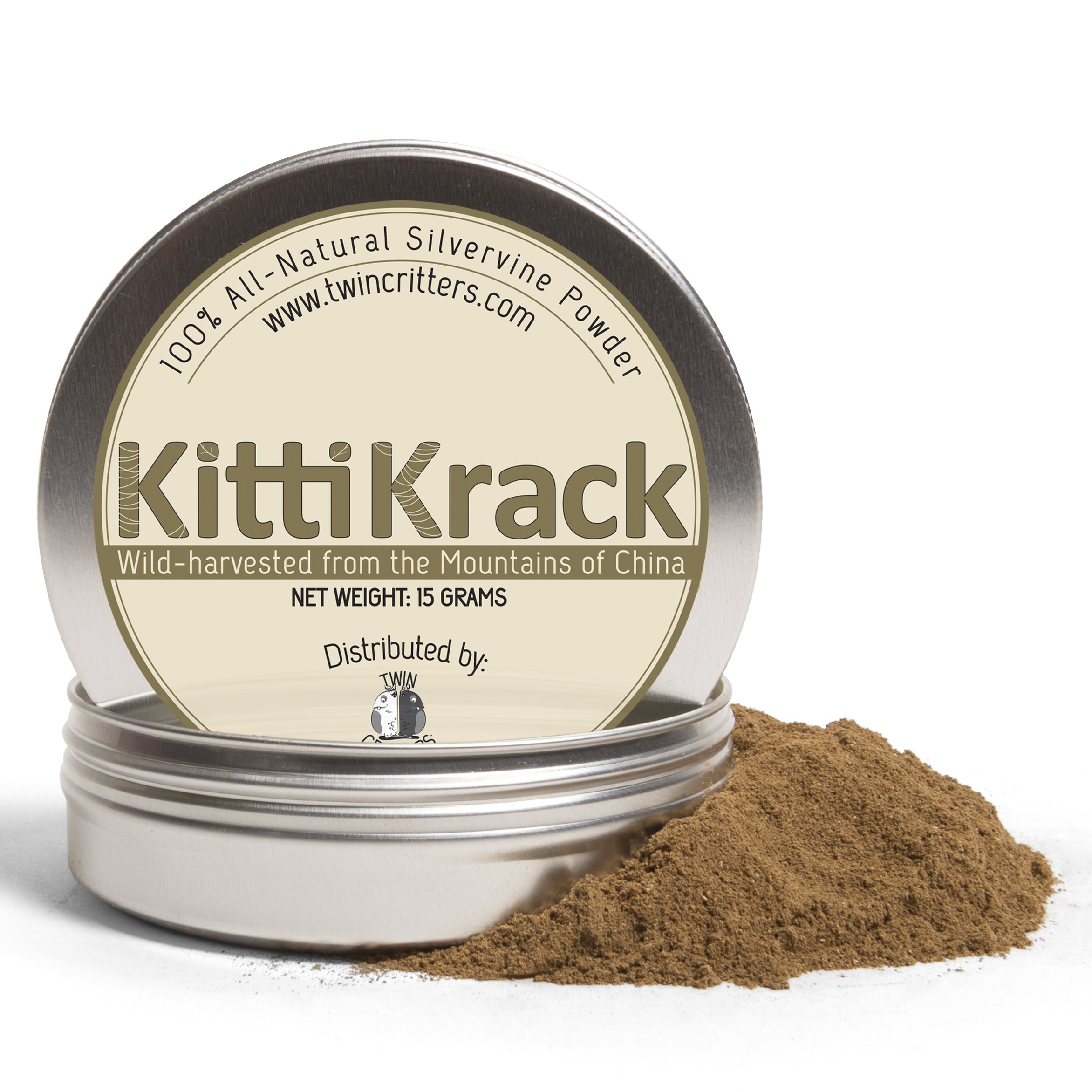 Twin Critters KittiKrack Organic Silver Vine Catnip for Cats & Kittens 100, AllNatural
