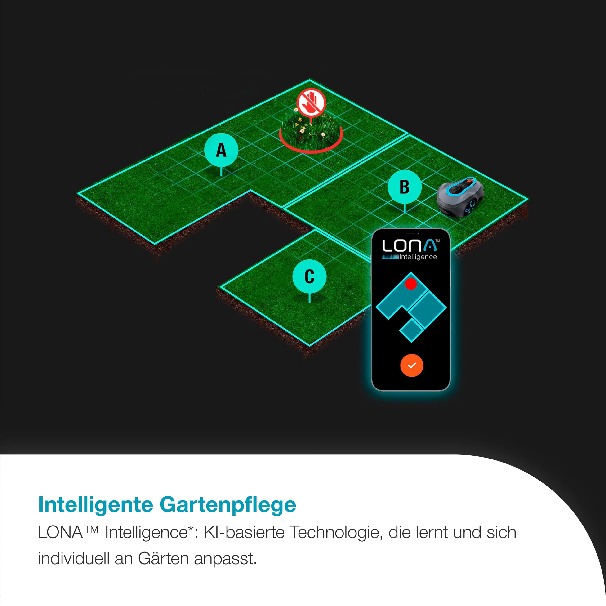 Gardena smart SILENO Free Set 600 m² Mähroboter, kabellos, für Rasenflächen bis 600 m², LONA Intelligence, ohne Begrenzungskabel, leiser Betrieb, intelligenter Mäher mit App Steuerung (19921-20) 4