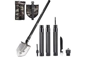 Grippi Ring Survival Shovel Multitool - 2" Hx10 Lx6 W - Portable Multifunctional Tactical Shovel - Versatile Camping Equipment for Outdoor Activity - Utility Equipment for Gardening & More (Black)