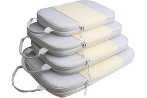 Compression Packing Cubes For Suitcases,Gowraps 6 Set/4 Set Travel Cubes For Luggage/Carry On/Backpack Compressible Travel Organizer Bags &Storage Bag Set Packing Organizers (Beige, Set Of 4)